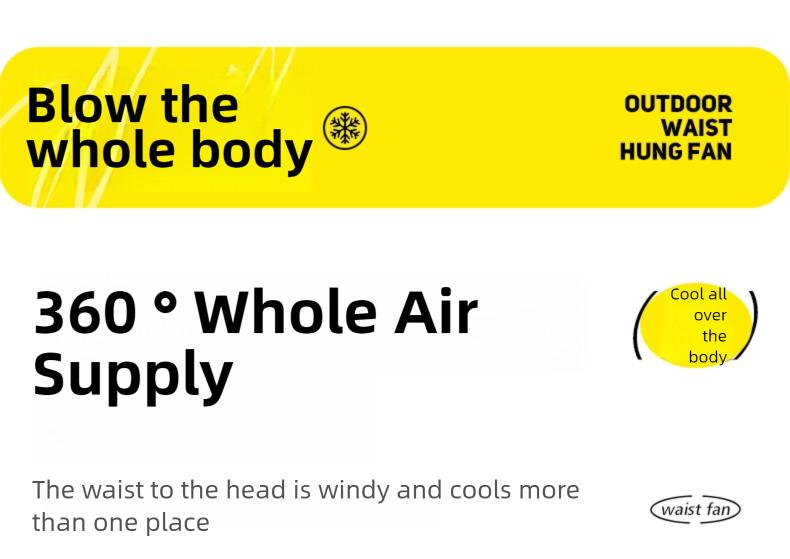 HOOYS Portable Leafless Fan, 5 Speed Mini Waist Fan, USB Rechargeable, Quiet Cooling for Travel, Outdoor & Commute, Phone Cooler