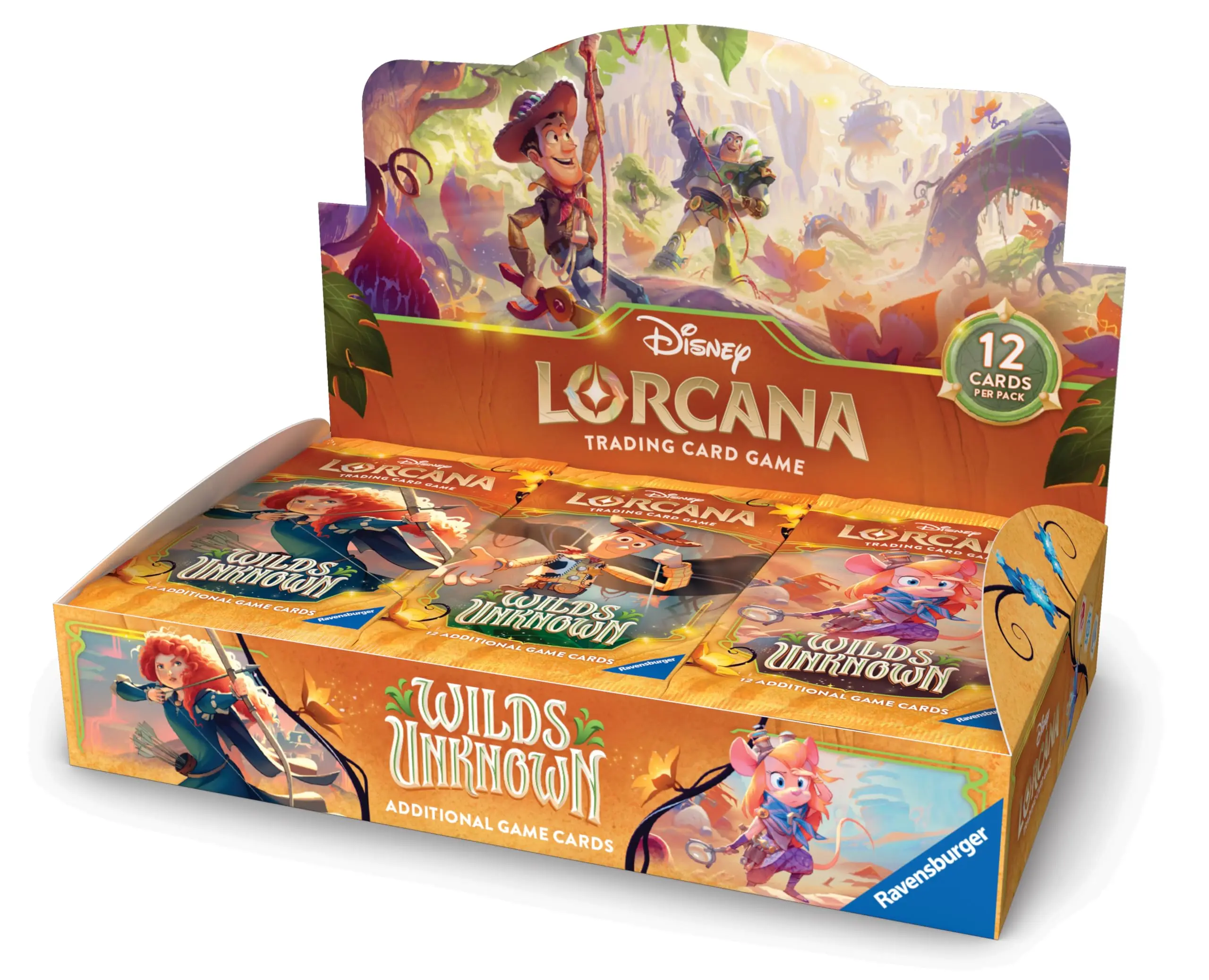 Ravensburger Disney Lorcana TCG: Wilds Unknown Booster Pack Display - 24 Packs with 12 Trading Cards Each - Ideal for Collectors & Disney Fans - Ideal for Ages 8+