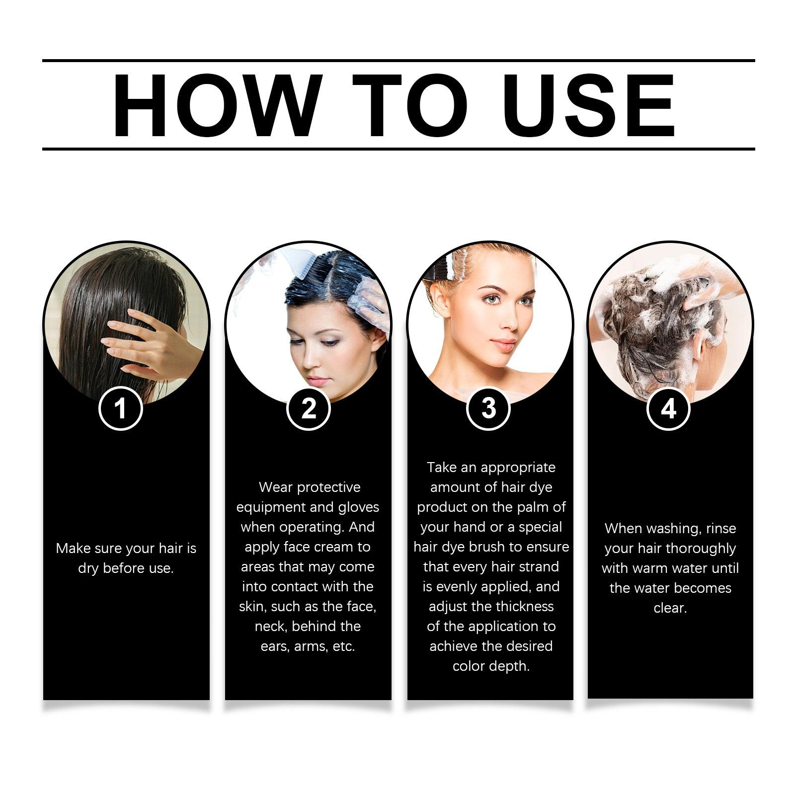 3 in 1 Hair Dye Shampoo Natural Herbal Ingredients Contains Ginseng Extract Black Hairdye Can Cover Gray Hairs Long Lasting Semi-Permanent Natural Color