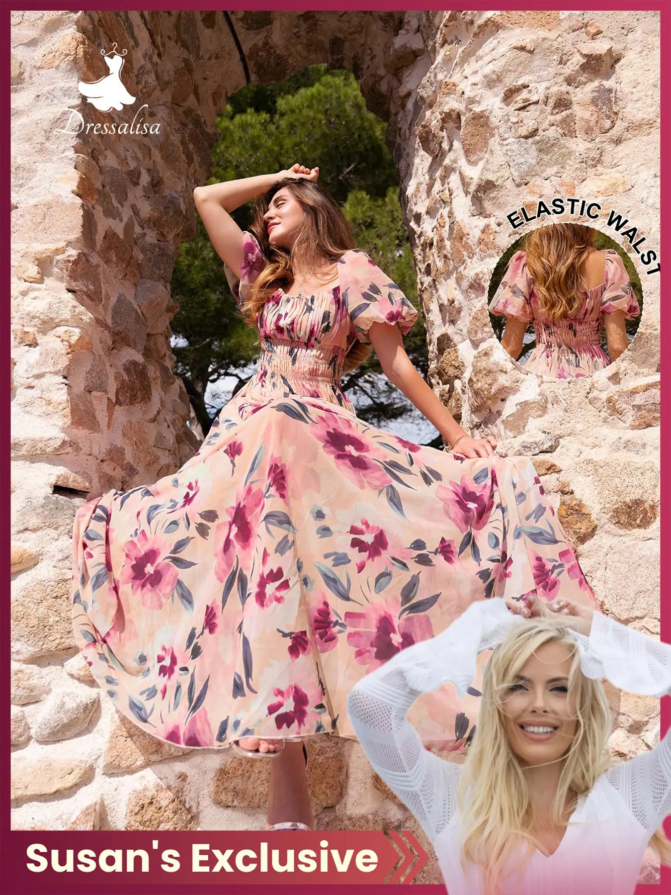 strapless open back dress LoveShackFancy Rialto Pastel Ruffle Maxi Dress In Cotton Candy Swirl