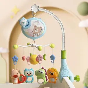 Musical Baby Crib Mobile with Cute Bear & Animal Rattles Rotating Infant Toy with Lights Melodies for Newborn Crib Bed & Stroller
