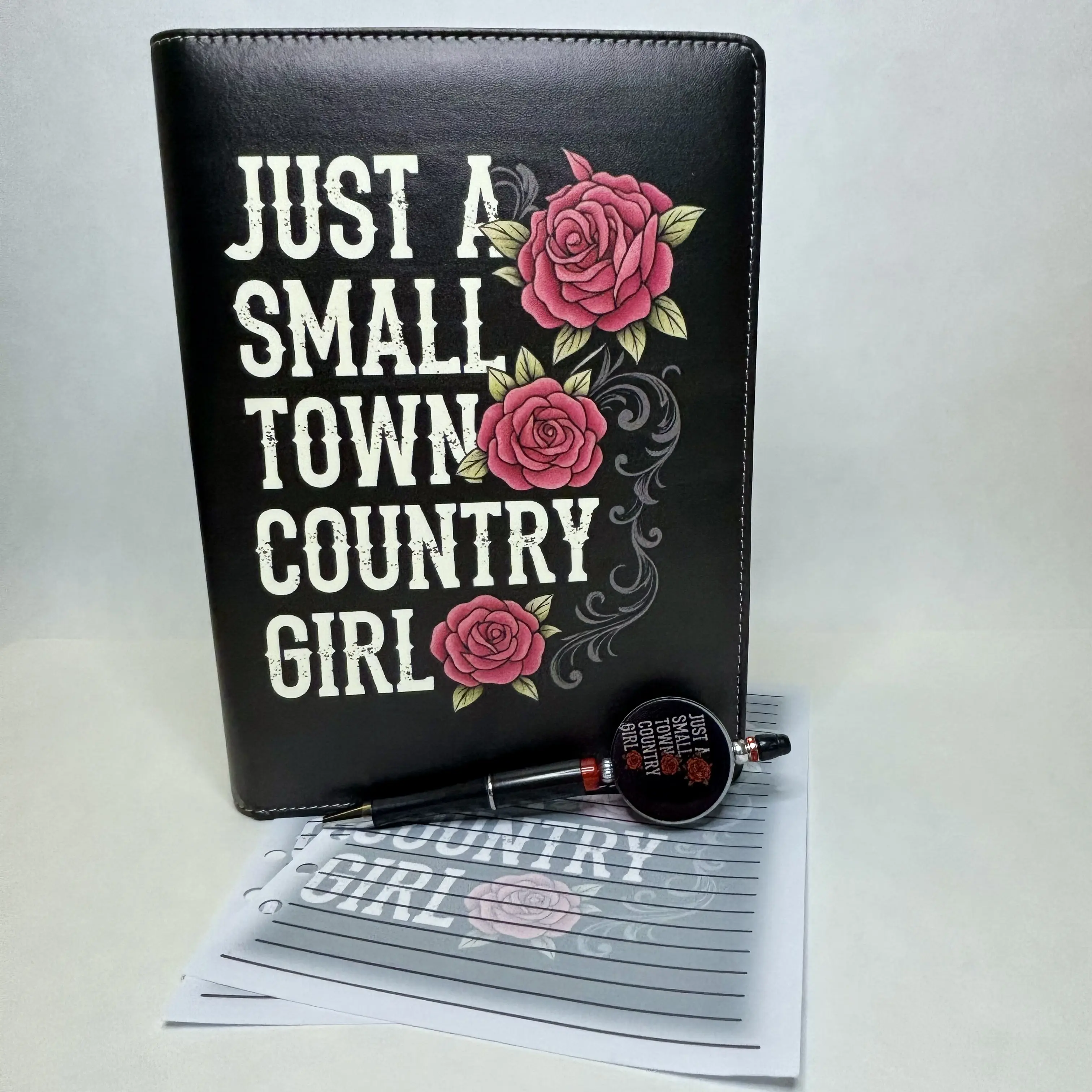 Small Town Country Girl Binder Bundle - A5 Binder, Matching Paper, Beaded Pen