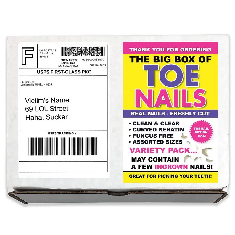Toe Nail Prank Box Mailed Anonymously!,Gets Mailed Directly to the Victim, Family Member, or Friends