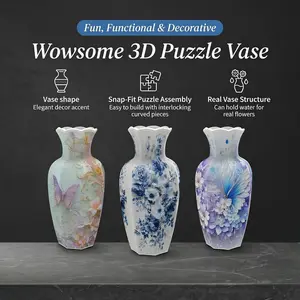 wowsome 3D Puzzle Vase for Adults,Puzzle Planter Pot for Women,3D Art Jar Puzzles for House Flowers Arrangements and Home Decoration