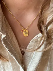 Women's Elegant Monthly Flowers Crystal Heart Pendant Necklace, Love Heart Necklace, Stainless Steel Chain, Simple Fashion Design, All Seasons Jewelry, Heart Shaped Necklace