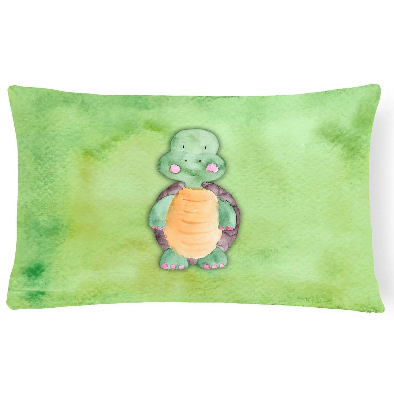 12x16 in Handmade Craft Turtle Watercolor Cushion - Durable Polyester, Colorfast Dyes, Water-Resistant Canvas Fabric Pillow for Patio, Indoor Couch, Veranda, Model BB7382PW1216
