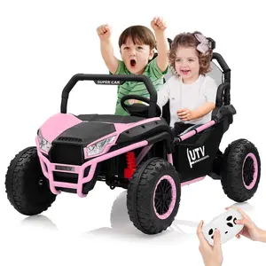 GARVEE 24V 2-Seater Off-Road Electric UTV Ride-On Toy for Ages 3+, Safety Switchable 3 Speed Modes, Remote Control, 20" Wide Seat, Bluetooth Audio, LED Lights, Power-Wheels Style