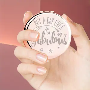 Engraved Compact Folding Makeup Mirror - Stainless Steel, Portable & Polished Finish - Perfect Gift for Women and Girls on Birthdays, Christmas, Graduations & More,Portable Mirror Gift for Women,Engraved Pocket Mirror