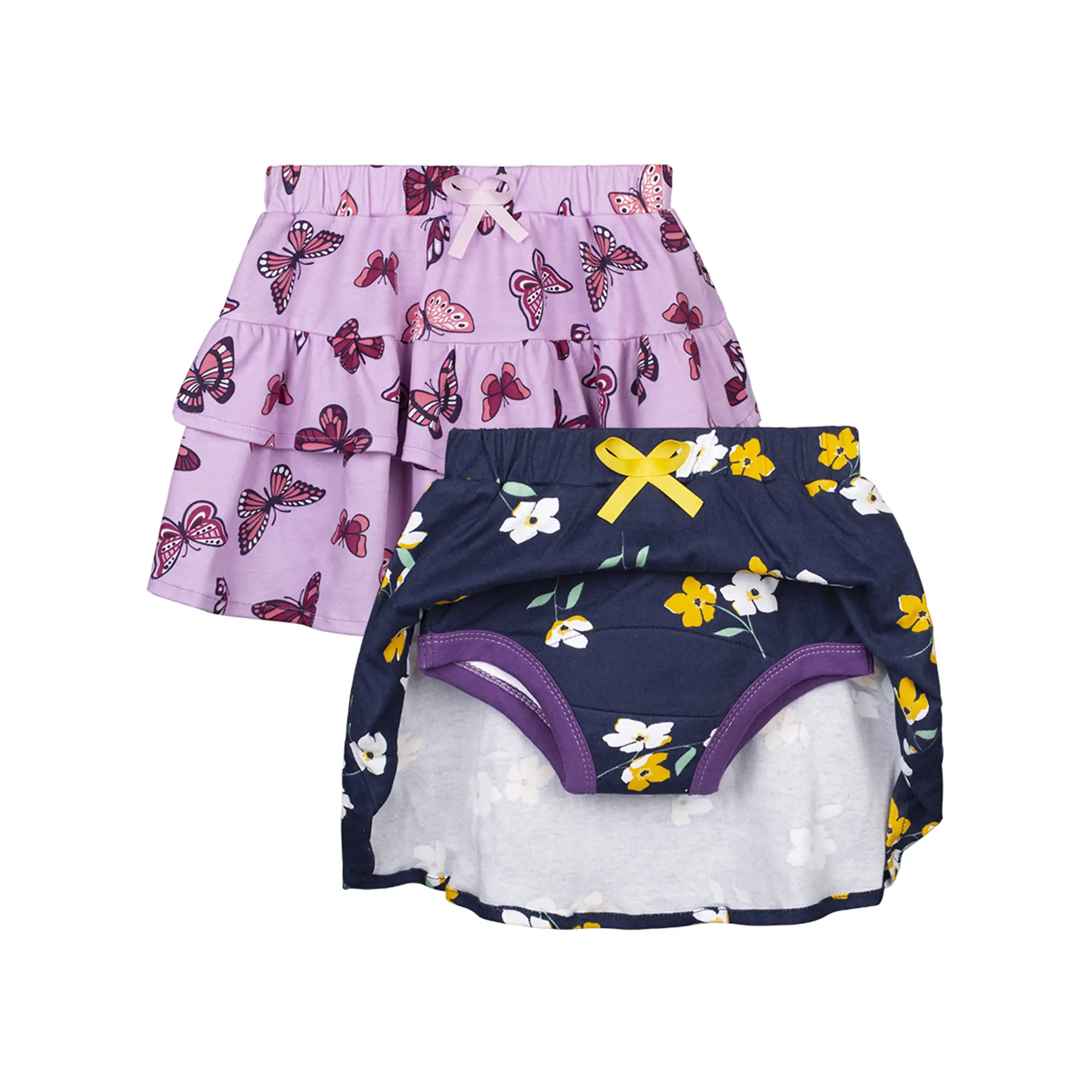 2-Pack Girls Potty Training Skirts with Ruffle Skirt and Soft and Comfortable Training Shorts