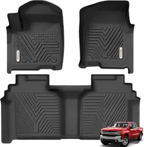 YITAMOTOR Floor Mats Fit for 2019-2025 Chevrolet Silverado 1500/GMC Sierra 1500 & 2020-2025 Chevy Silverado/GMC Sierra 2500HD/3500HD Crew Cab with Rear Underseat Storage Box, Front Bucket Seat