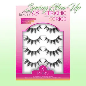 VEYESBEAUTY Manga Strip Lashes Ultra-Thin Invisible Band 3D Layered Reusable Perfect for Beginners Makeup