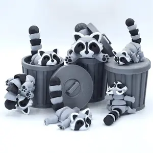 Cute Articulated Raccoon - 3D Printed Fidget Toy for Stress Relief - Sensory Toy - Trash Mischief Panda - Bulk Animal Gifts