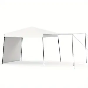 10x10 FT Pop Up Canopy Tent, Sun Shade Tent with 2 Sidewalls, Portable 210D Oxford Fabric Tent for Commercial Events, Markets, and Backyard Gatherings, White