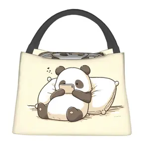 1 piece of panda pattern, suitable for home, office, construction site and outdoor use, portable and reusable for both men and women, suitable for picnicking, hiking on the beach, storage of supplies, insulated and refrigerated lunch bag