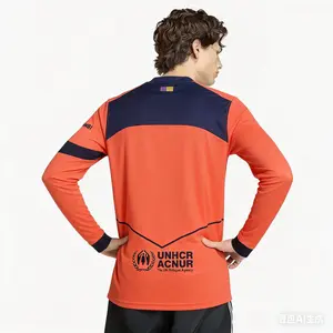 25 26 Orange Long Sleeve Soccer Jersey Fans