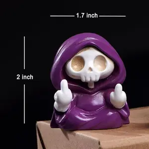 FuRise Halloween Ghost Skeleton Figurine – Funny Resin Decoration for Spooky Halloween Vibes & Party Scenes,halloween ghost figurine, spooky desk ornament, skeleton resin decoration, FuRise Halloween gift, purple ghost statue, creepy halloween decor