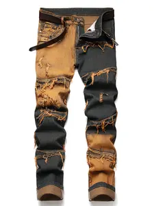 Men’s Big & Tall stretch slim-fit jeans  skinny straight leg, distressed, comfort flex waist, fashion biker denim pants