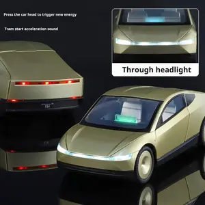 1:32 Robotaxi Driverless Taxi Alloy Metal Diecast Model Car for Tesla Miniauto Micro Vehicles Sound And Light Pull Back Birthday
