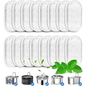16 Pack Replacement Filters for / Water Fountain - Stainless Steel, 67oz/2L Adjustable Water Flow, Super Quiet