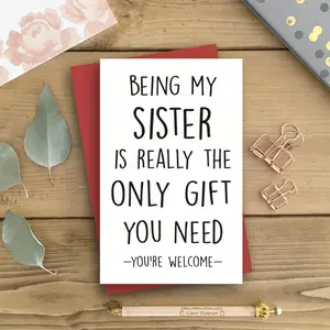 Funny Sister Birthday Card with Envelope, Humorous Sister Birthday Card, Special Birthday Gift for Sister, Sister Gift, Positive Message Card