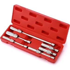 6PCS 3/8-Inch Drive Magnetic Swivel Spark Plug Socket Set, Include 9/16-Inch, 5/8-Inch, 13/16-Inch, 14mm Socket, Length: 4-Inch, 6-Inch, 11-Inch, 12-Point, CR-V