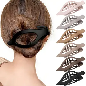AWAYTR 6Pack Flat Hair Claw Clips Elegant French Style Jaw Clamps for Women Strong Hold No-Slip Grip for Thin & Thick Hair