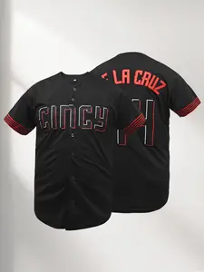 Men's Baseball Jersey, Loose-Fit Casual V-Neck Short Sleeve Top, Breathable Fabric, All Season Wear, Perfect for Training & Sports