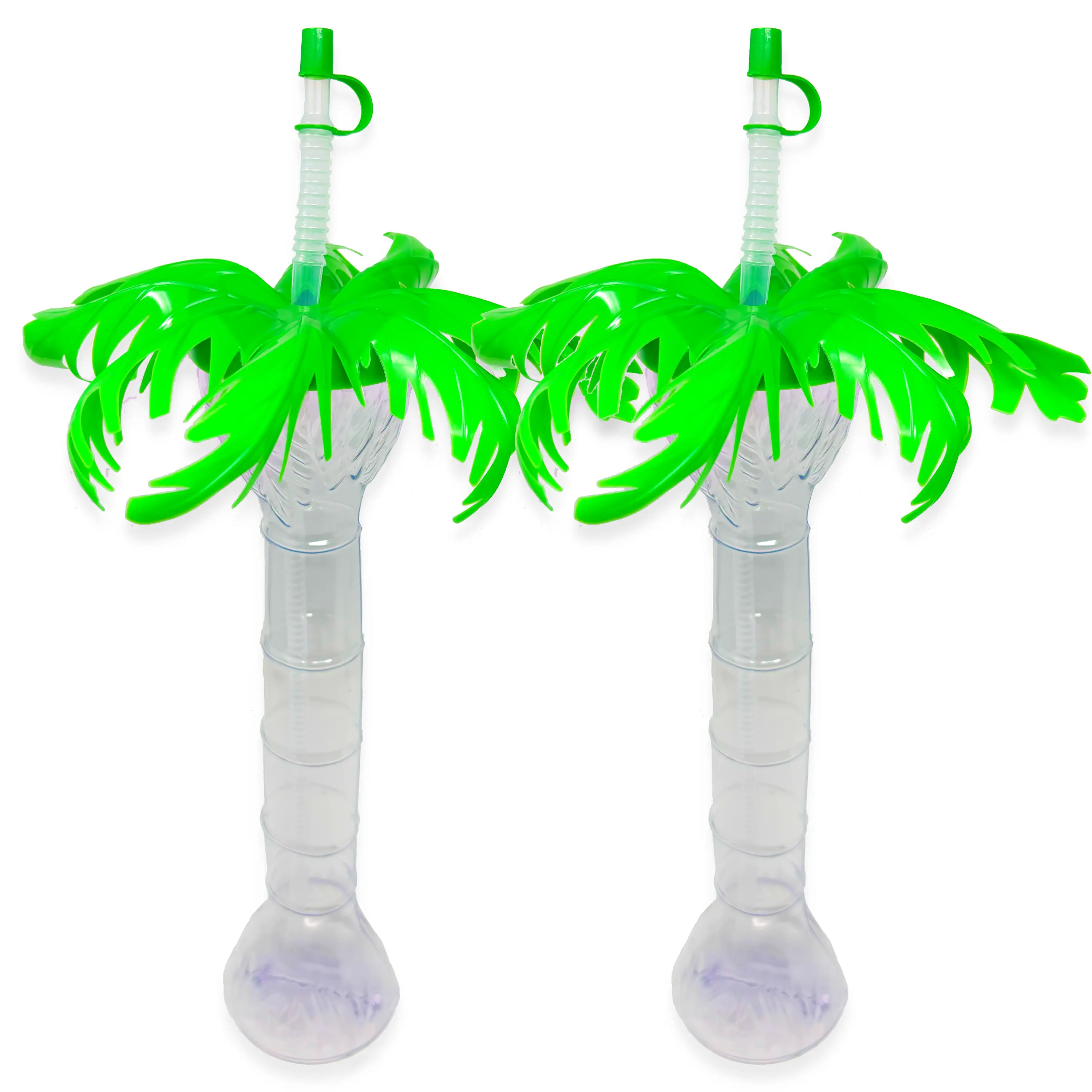 24oz Clear Palm Tree Yard Glass with Lid & Straw - Summer Party Essential!