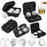 Large Size Silicone Whiskey Ice Cubes Mold Ice Tray Set - 4-Cavity with Diamond, Rose, Skull, Round Ball Shapes, for Bar, Home Use #GLOBAL PICKS