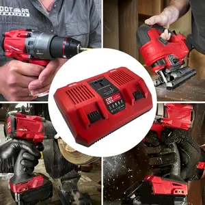 For Milwaukee ForM18 Dual Battery Charger - 8A (4A X 2) Fast Charging, 220W AC Inverter, Type-C/USB-A - Suitable For All 14.4V/18V ForM18 Models, Charges Faster And Powers More Equipment!