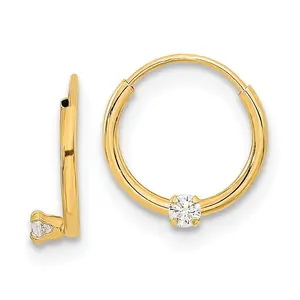 14k Madi K Polished 2mm CZ on Small Endless Hoops (0.23 grams)