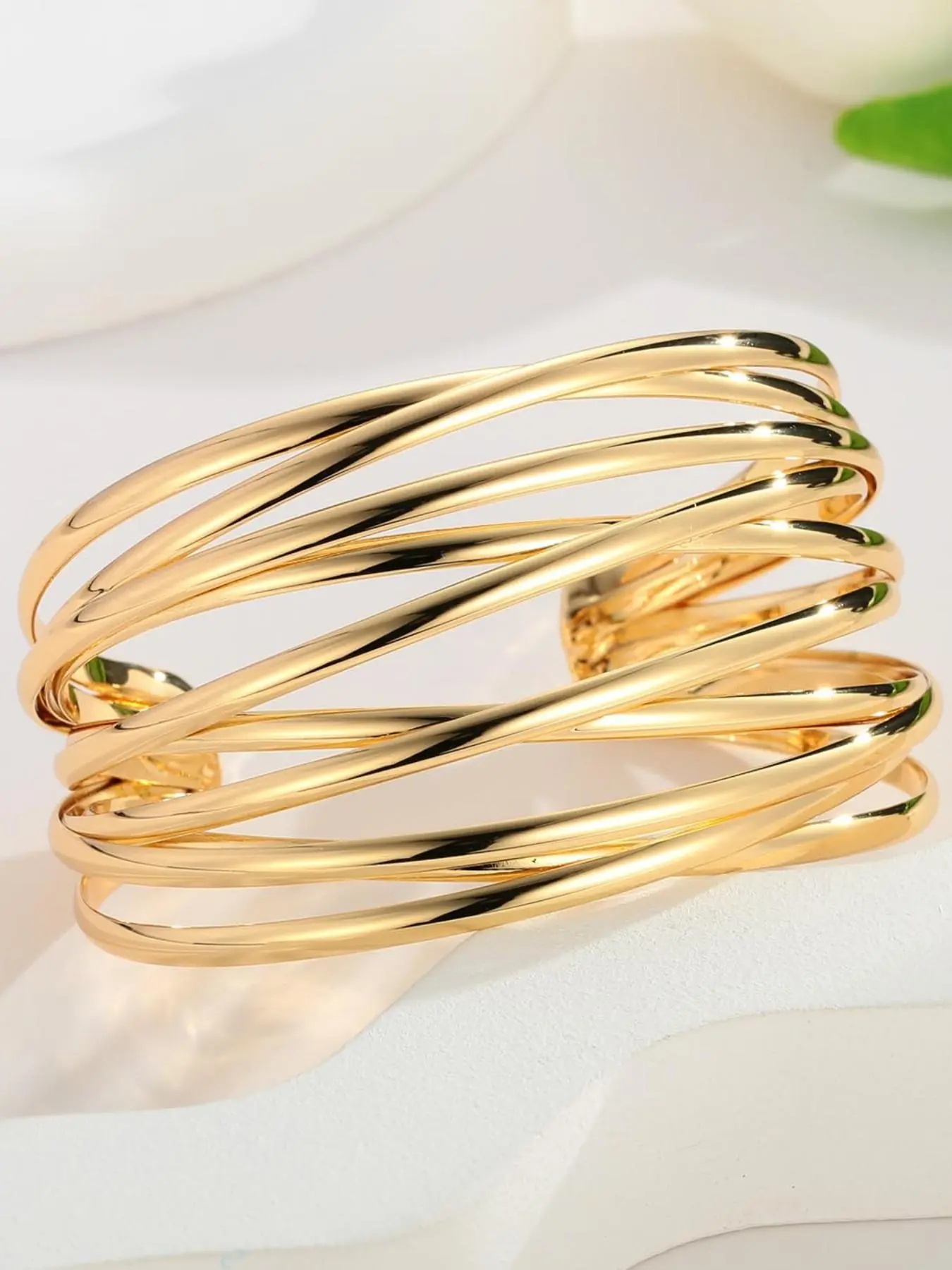 Gold Stretch Cross Bracelet - Etsy Mini Stretch Bracelet Elegant Chic Gold Plated Stackable Jewelry Gift main image 2