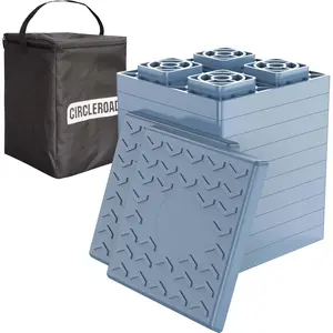 Heavy Duty RV Leveling Blocks 12 Pack, Interlocking Design Camper Leveling Blocks with Packing Bag, Ideal for Leveling Single and Dual Wheels (Gray)