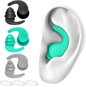 Swimming Ear Plugs for Adults,3 Pairs Waterproof Reusable Silicone Swim Earplugs for Swimming Surfing Snorkeling Showering and Water Pool,Beach,Ocean (Adults & Teens 14+)