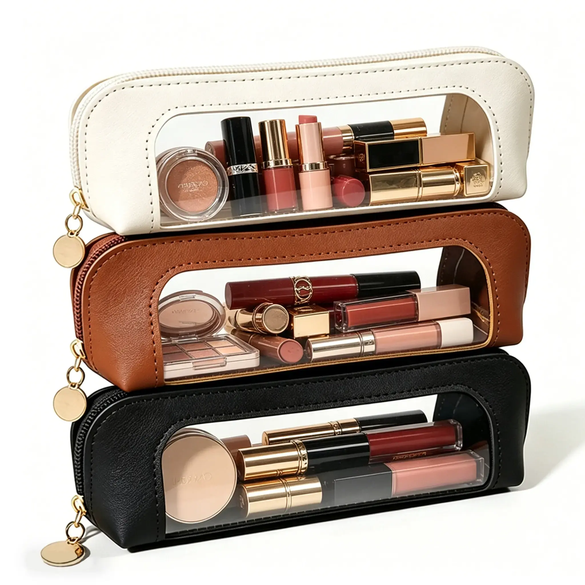 Portable Makeup Brush & Cosmetic Bag, Multi-Functional Zipper Pouch for Travel & Stationery Storage, Trendy Girls' Essential Organizer