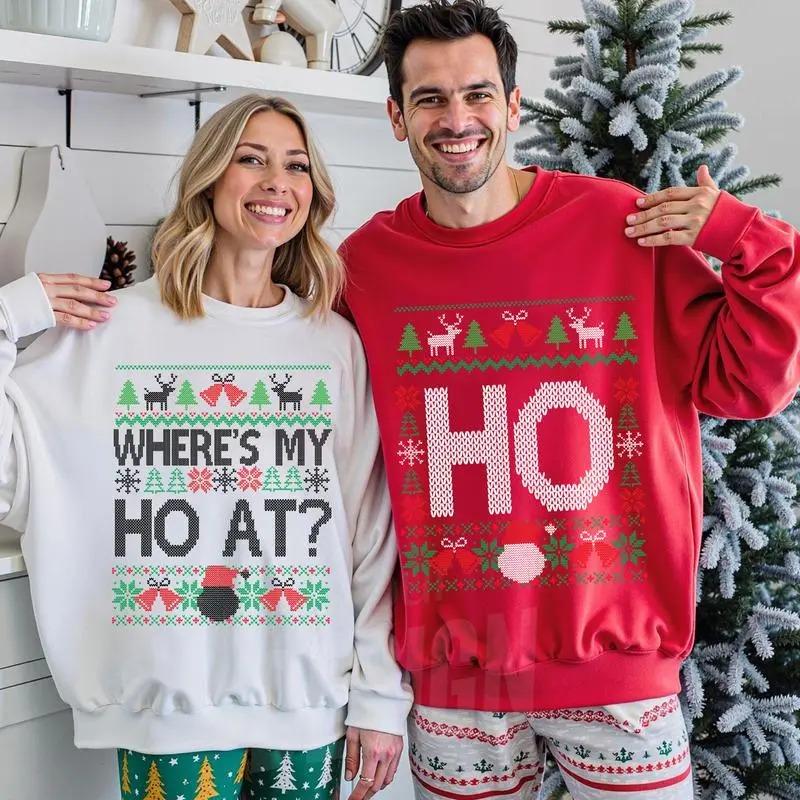 Funny Christmas Couple Sweatshirt, Matching Holiday Sweater, Husband Wife Xmas Gift-Vannis Clothings