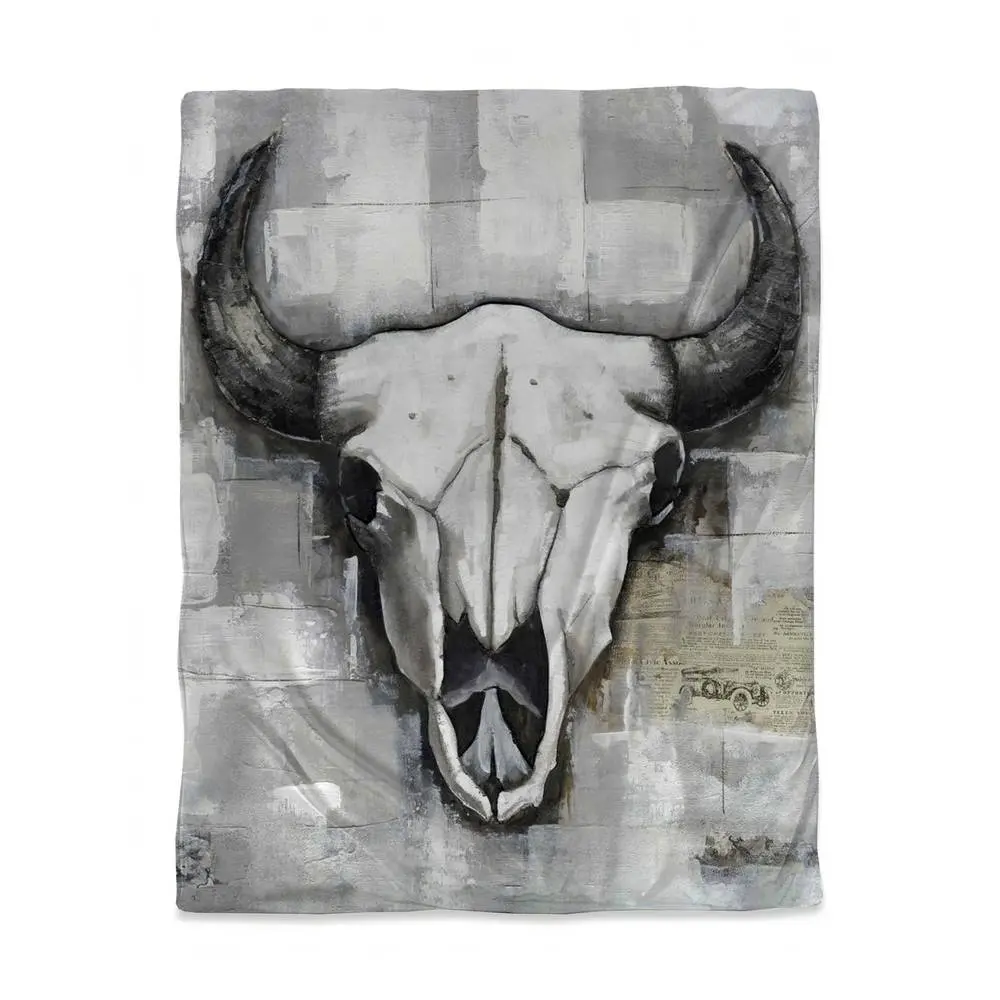 360 Stand Industrial Style Bull Skull Animal Motif Duvet - Twin Size, Breathable Microfiber Printed Surface, Rustic Bedroom Bed Decor, Animal Motifs, Bedroom Animals, Earthy Tones