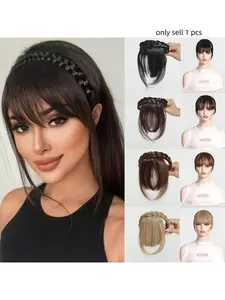 Three-Strand Braided Hairband Wig with Bangs, Braided Bob Wigs, High-Quality Synthetic Fiber, Non-Sensitive, Suitable for Daily Commute & Parties
