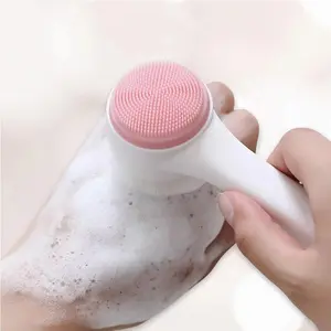 3D Double Silicone Facial Cleansing Brush Manual Massage Facial Brush Soft Bristles Exfoliator Double Sided Face Wash Brush Facial Care Tool