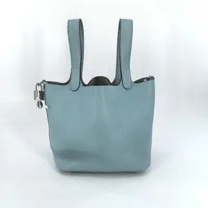 Pre-owned HERMÈS Leather Tote Bags Hermes Picotin Lock Handbag 30 Togo Clemence Blue Jean