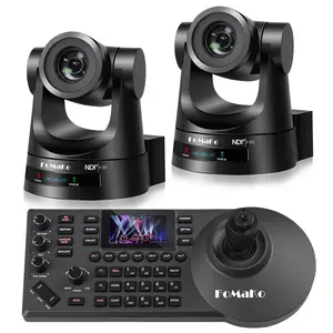 FoMaKo NDI PTZ Camera Bundle 20X HDMI 3G-SDI IP PoE HDMI PTZ Camera for Church Worship(2pcs) PTZ Controller PoE IP PTZ Camera Controller Keyboard (PTZ Bundle KN20Ax2+KC608)