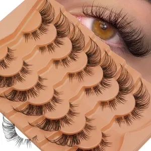 7 Pairs Natural Elegant False Eyelashes, Invisible Transparent Roots, Cross Distribution, Natural Eye Enlargement, Perfect for Beginners