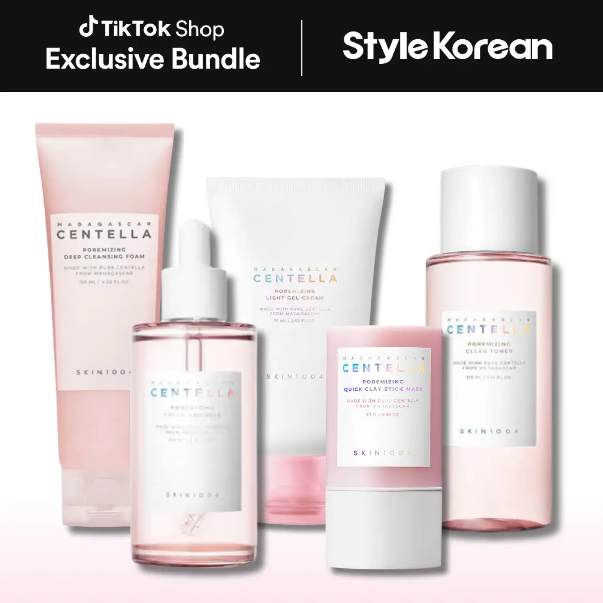 [SKIN1004] Pore-Tightening Pink Routine | Complete 5-Step Pore Care for Excess Sebum, Rough Texture & Enlarged-Looking Pores | Korean Skincare