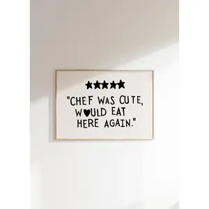 Aesthetic Kitchen Decor, Cute Cooking Art, Kitchen Wall Art, Minimalist Heart Print, Black Chef Print Poster Prints No Framed, Gifts For Friend Lovers, Wall Art Decor, Wall Art Home Decor, Art Posters