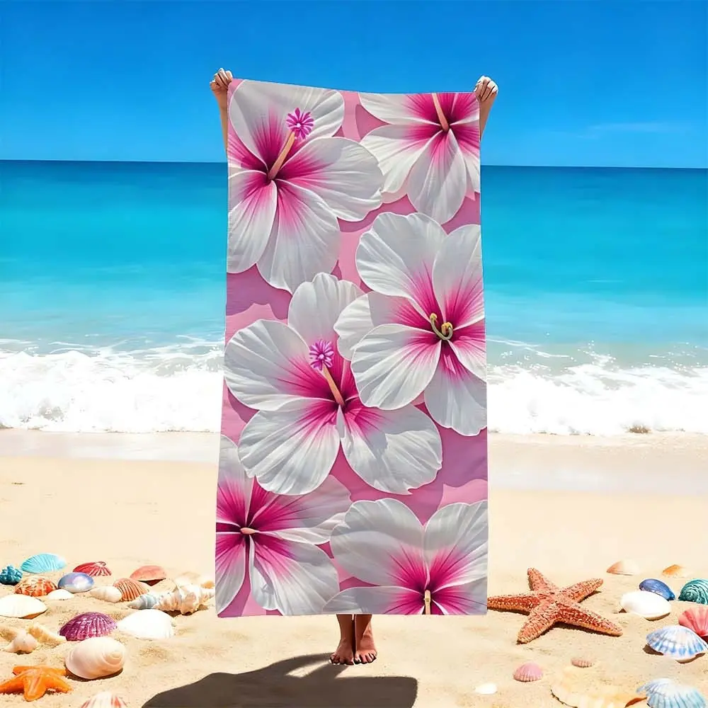 1PC Floral printed beach towel, Design beach towel, summer beach mat, large-sized floral swimming essential item with quick-drying, water-absorbent, lightweight properties Suitable for use as a travel towel Quick Dry Towels