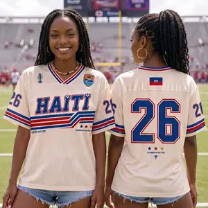 Personalized Haiti Soccer Jersey, Custom Name & Number Haitian Pride Shirt, Unisex Blue Red Fan Jersey, Men Women Sports Tee