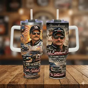 Dale Sr 40oz Tumbler NASCAR Legend Memorial Cup Racing Fan Tribute 25 Years Remembering Stainless Steel Travel Mug