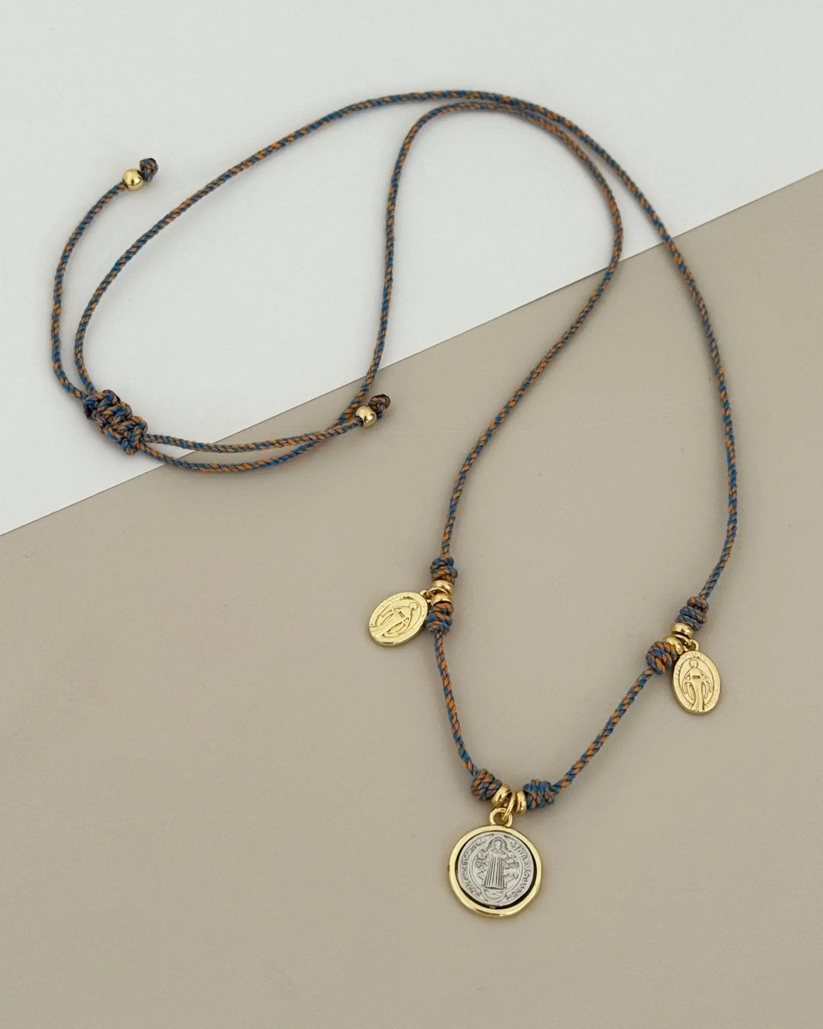 Cord Necklace with Saint Benedict