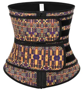 Double-Belt African Print Latex Waist Trainer