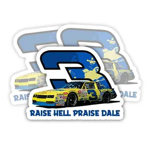 Raise Hell Praise Dale Universal Car Sticker - Yellow #3 Earnhardt Vinyl Vehicle Decoration for Windshield, Bumper JQ8